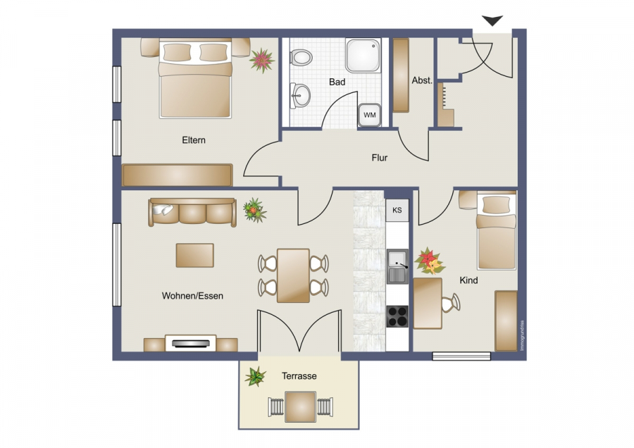 Grundriss WHG 2 - Energieeffiziente Erdgeschosswohnung im Esenser Zentrum zu vermieten!