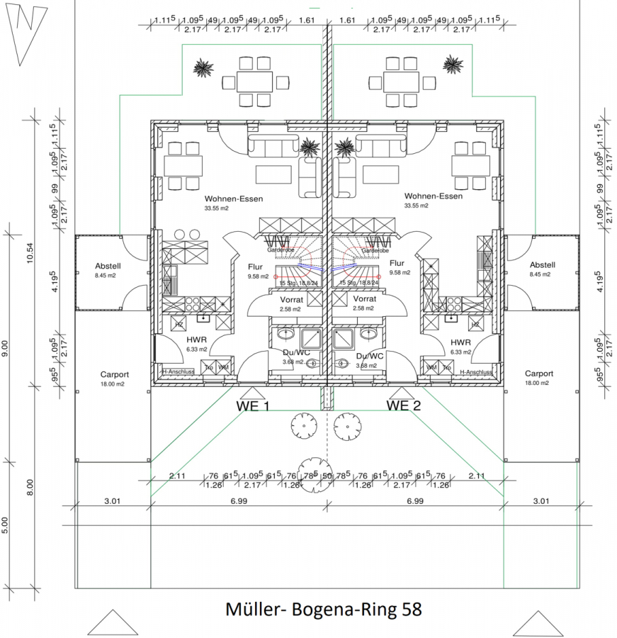 EG - Zentral in Esens: Energieeffiziente Doppelhaushälfte zur Miete