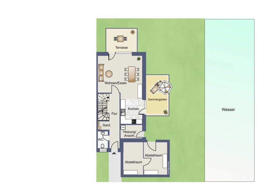 Erdgeschoss - Direkt am Wasser & nahe der Nordseeküste! Gepflegte Maisonette-Wohnung!
