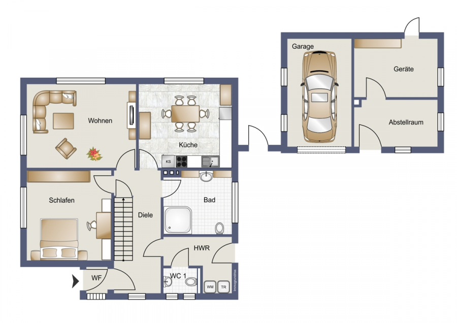 Erdgeschoss - Solides Einfamilienhaus in ländlicher Umgebung